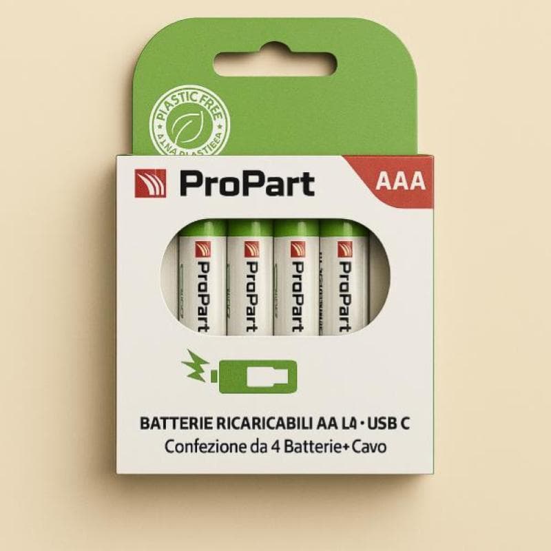 ProPart-3C Batterie AAA Ricaricabili USB-C 1.5V 356mAh Conf.4pz