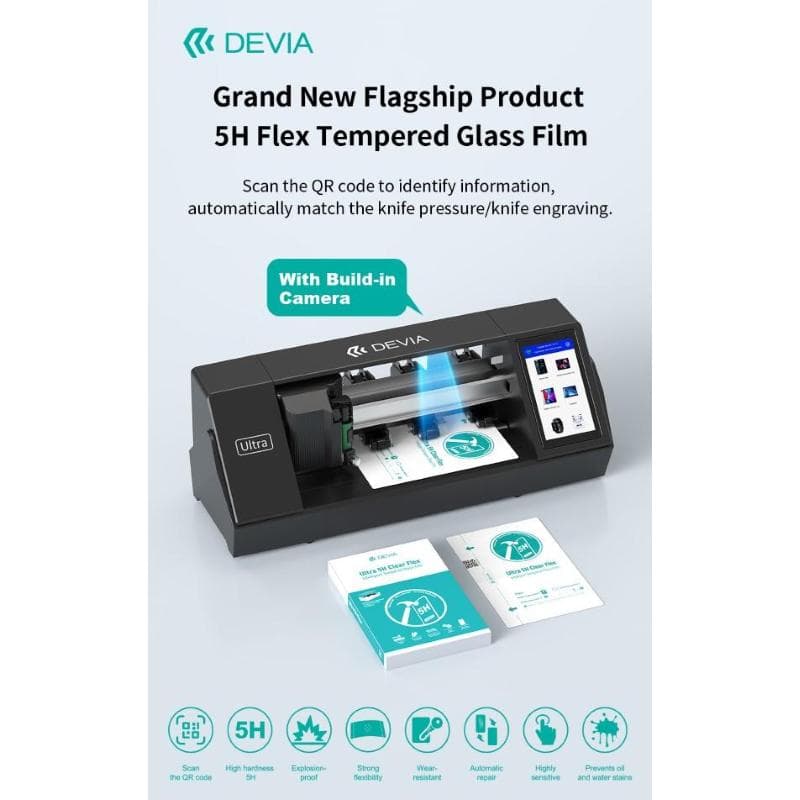 Devia Pellicola frontale in vetro temperato trasparente flessibile 5H per plotter Ultra 0,35 mm 20 pezzi