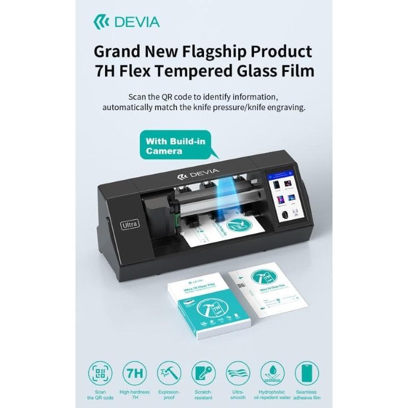 Devia Pellicola frontale in vetro temperato trasparente flessibile 7H Per Plotter Ultra 0,38 mm 20 pezzi