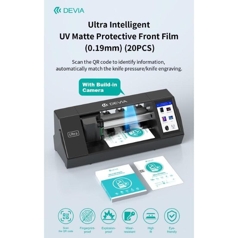 Devia Pellicola protettiva frontale opaca 6H UV Antiimpronte per Plotter Ultra 0,19 mm 20 pezzi