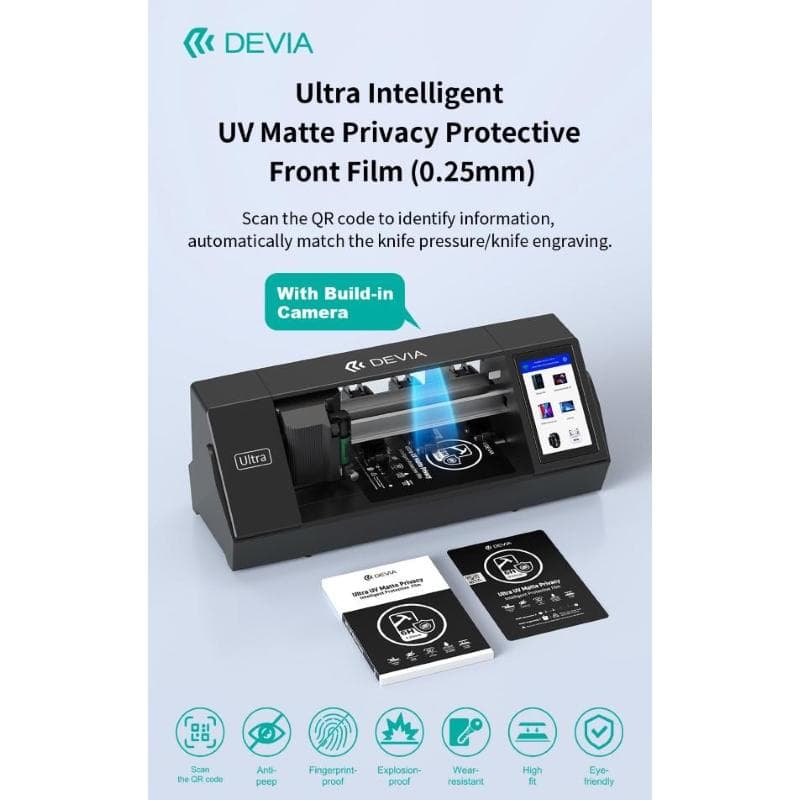 Devia Pellicola protettiva frontale scura 6H UV Privacy per Plotter Ultra 0,25 mm 10 pezzi