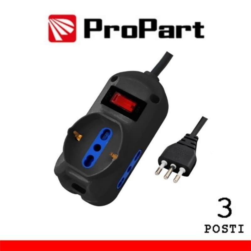 ProPart-El Multipresa 3pos bipasso + bipasso/schuko spina10A + inter. Nera