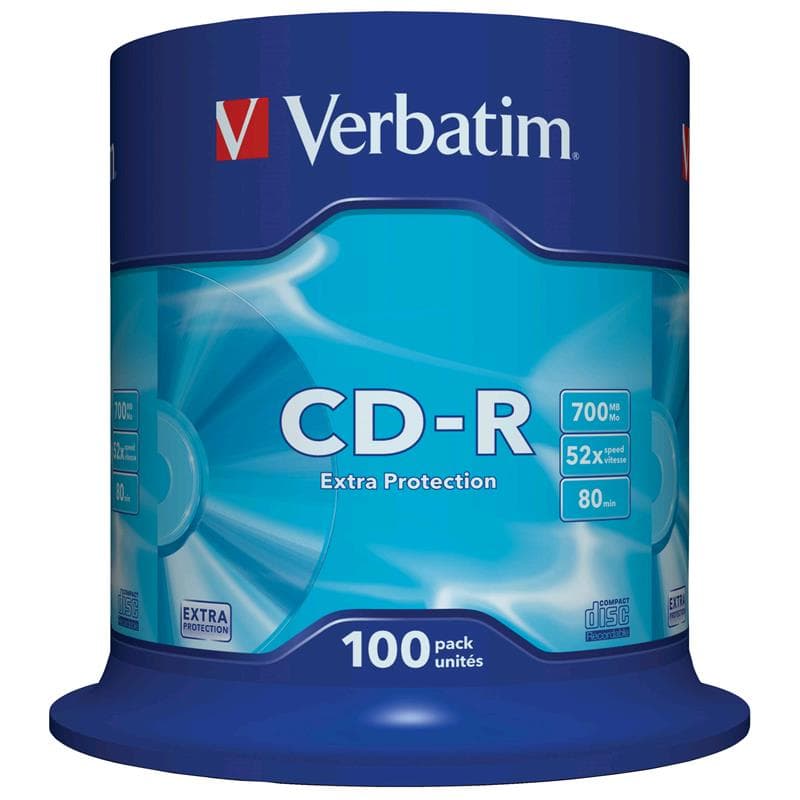CD-R 700MB 52x Cake 100pz VERBATIM Extra Protection