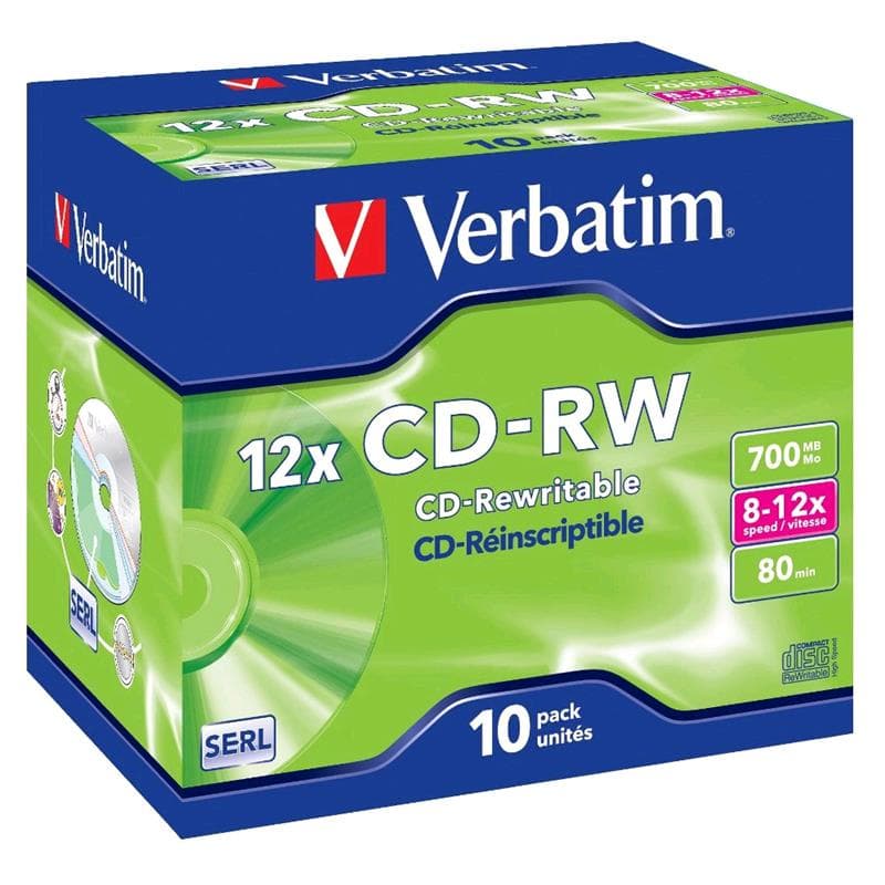 CD-RW 700MB 12x Jewel 10pz VERBATIM SERL ReWritable