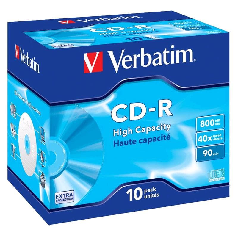 CD-R 800MB 40x Jewel 10pz VERBATIM Extra Protection