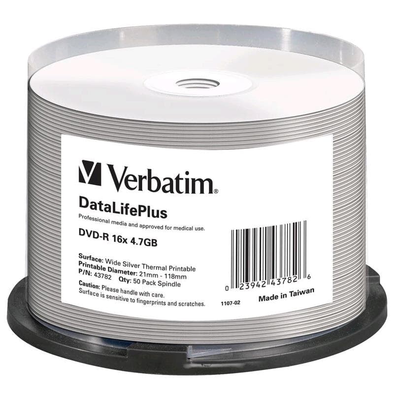 DVD-R 4.7GB 16x Cake 50pz VERBATIM Azo Termica Argentata 21-118
