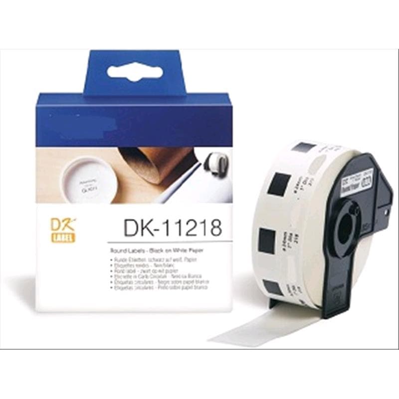 BROTHER ROTOLO da 1000 ETICHETTE ROTONDE NERO su BIANCO �24mm COMPATIBILE