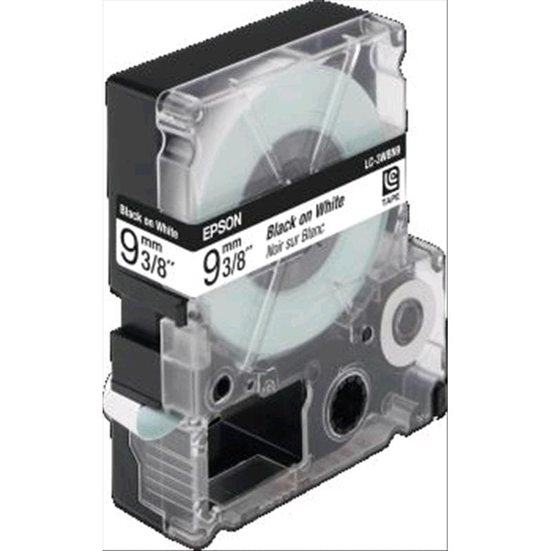 NASTRO NERO su BIANCO 9mm x 8mt COMPATIBILE EPSON (LC-3WBN9)