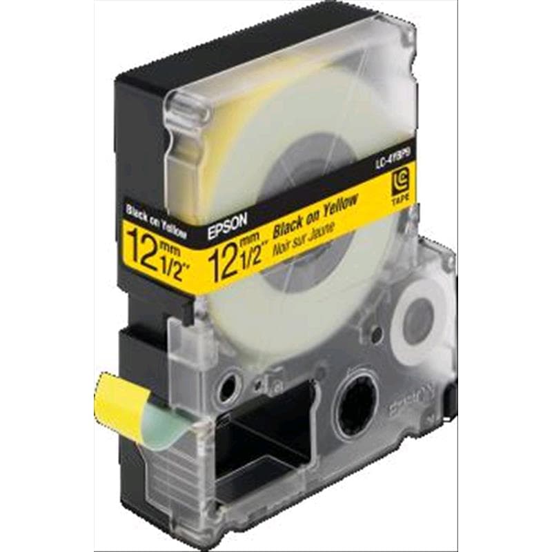 NASTRO NERO su GIALLO 12mm x 9mt COMPATIBILE EPSON (LC-4YBP9)