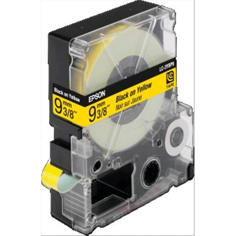 NASTRO NERO su GIALLO 9mm x 8mt COMPATIBILE EPSON (LC-3YBP9)