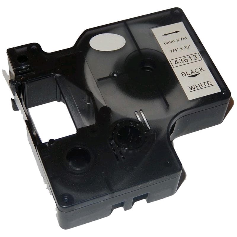 ETICHETTE STANDARD DYMO D1 NERO su BIANCO COMPATIBILE 6mm x 7mt (43613)