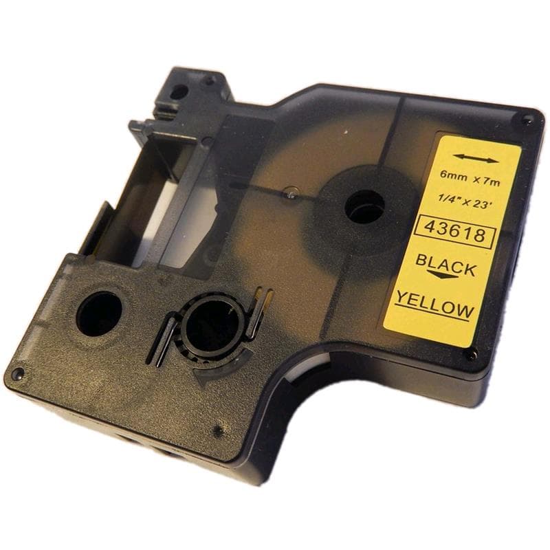 ETICHETTE STANDARD DYMO D1 NERO su GIALLO COMPATIBILE 6mm x 7mt (43618)