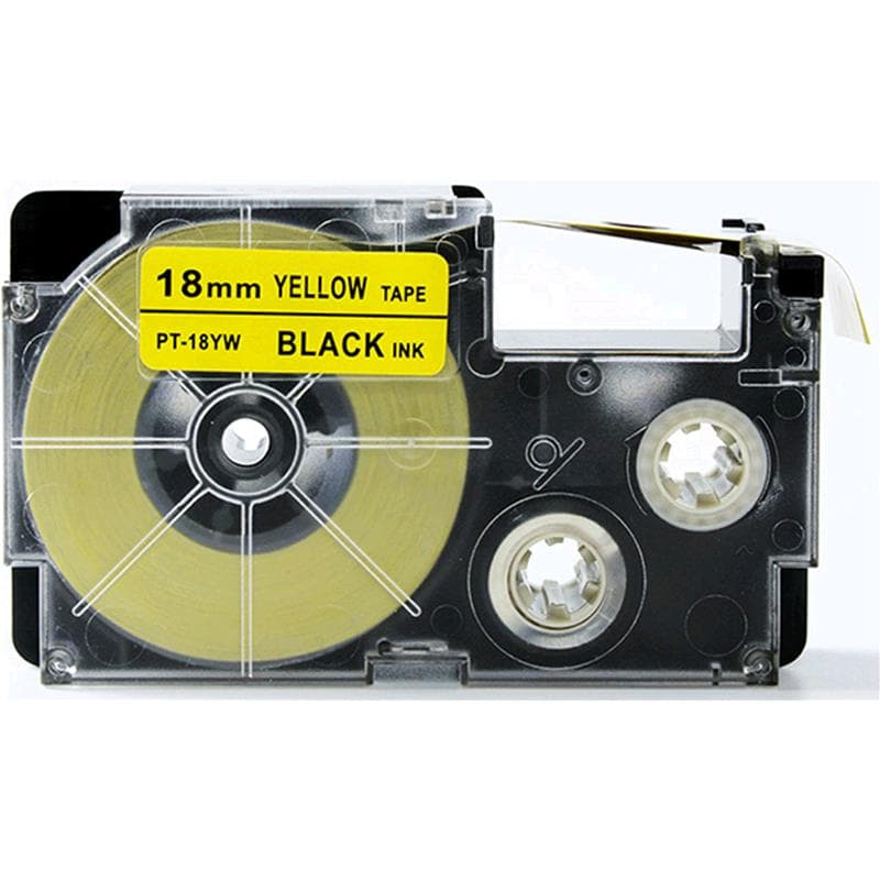 NASTRO Standard NERO SU GIALLO 3/4" 18mm x 8mt COMPATIBILE CASIO Labelprinter