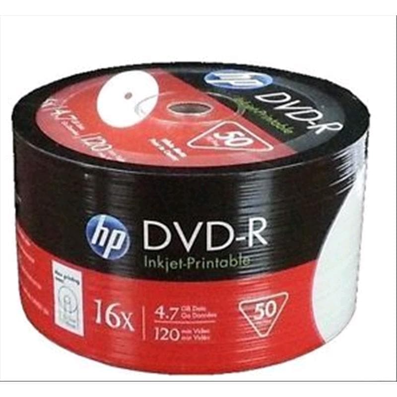 DVD-R 4.7GB 16x Shrink 50pz HP InkJet Bianca 23.5-118 - 69302