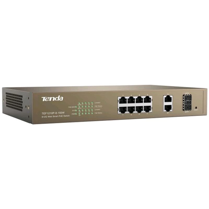 Switch PoE Desktop Smart 8 Porte 10/100Mb+2Gb+2SFP Combo Tenda