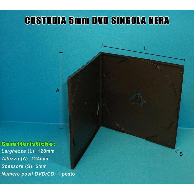 CUSTODIA 5mm in PP SINGOLA NERA QUADRATA Economica Conf.100pz