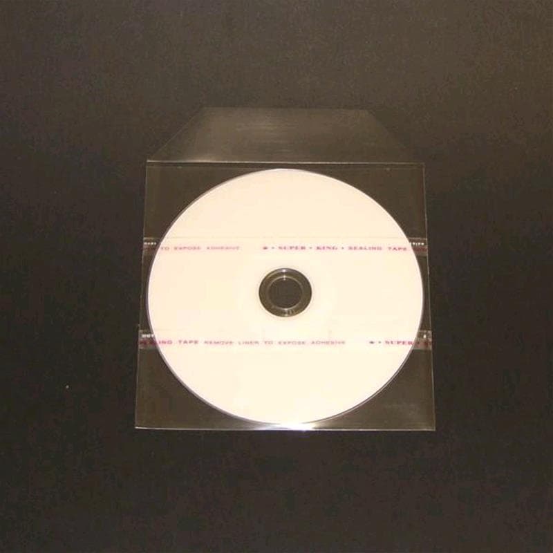BUSTINE CD DVD 100my TRASP LISCE con ALETTA e 2 BIADESIVI sul RETRO Conf.100pz