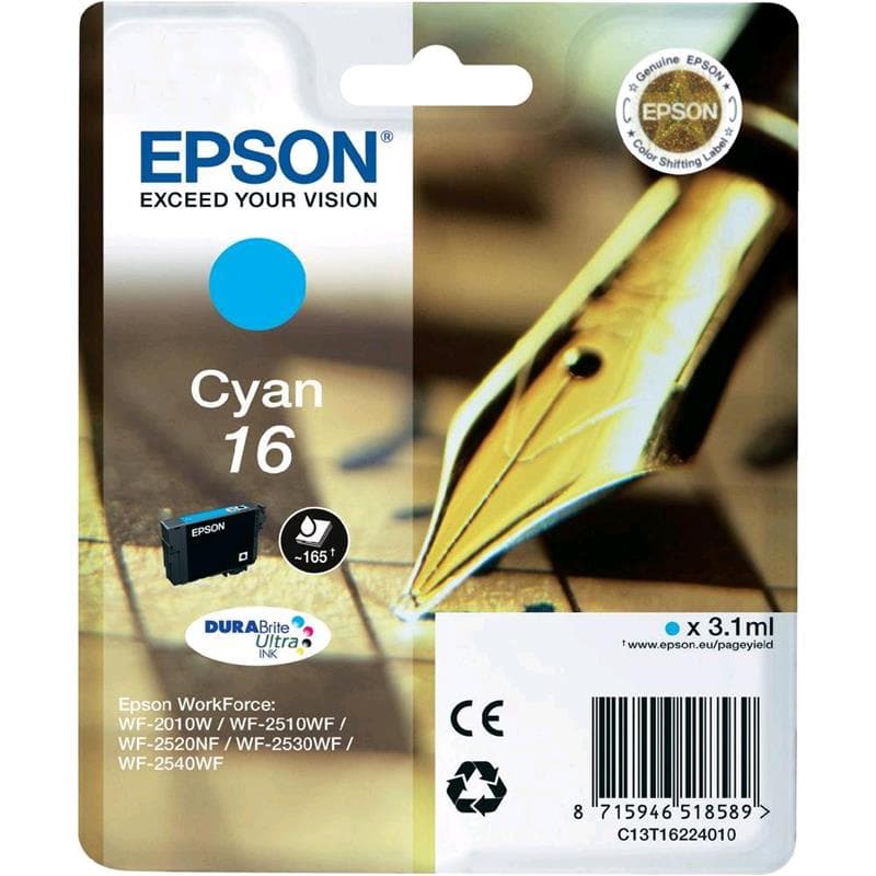 EPSON CARTUCCIA 16 CIANO 3ml ORIGINALE - PENNA E CRUCIVERBA