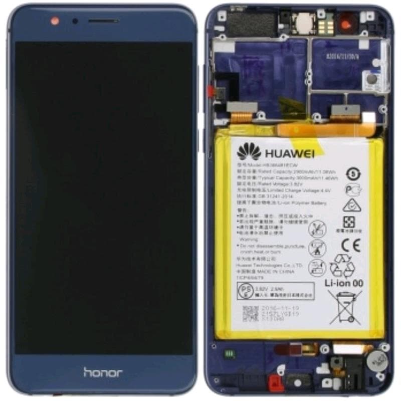 Lcd Con Frame e Batteria 02350USN Honor 8 Blu
