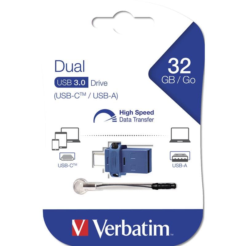 PEN DRIVE 32GB VERBATIM USB 3.0\TYPE C DualDrive Store'n'Go