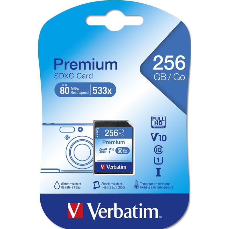 SECURE DIGITAL 256GB VERBATIM SDXC c10\U1 Premium
