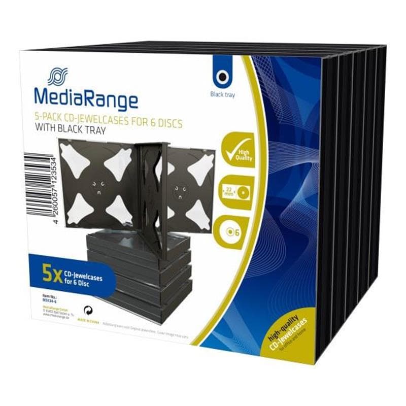 CUSTODIA 22mm CD JEWEL 6 posti TRAY NERO Conf.5pz