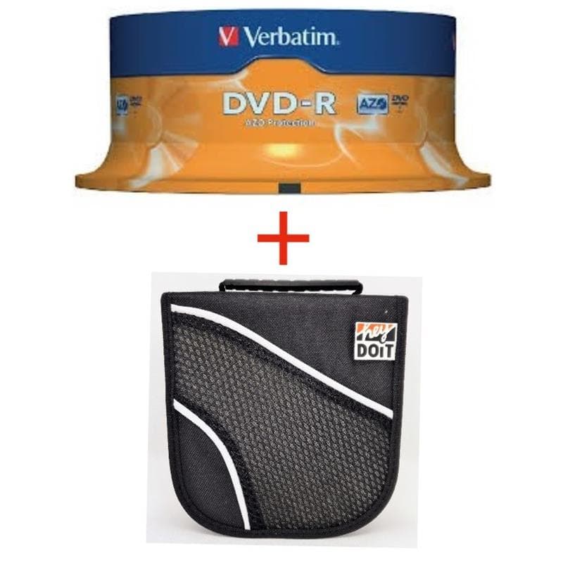 DVD-R 4.7GB 16x Cake 25pz VERBATIM Azo + Borsa 24 posti