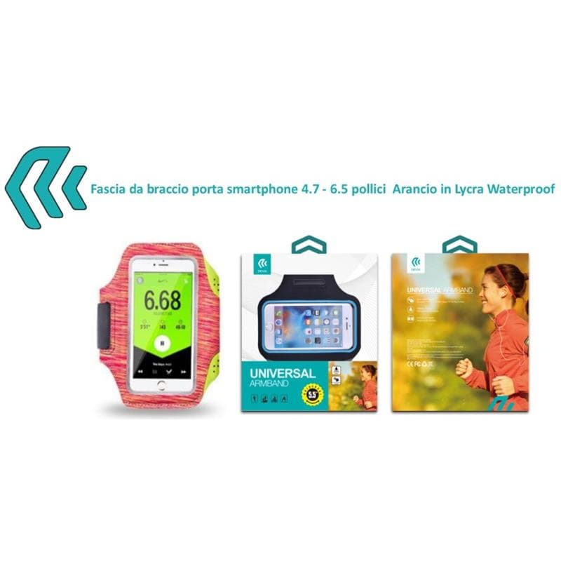 Fascia da braccio porta smartphone 4.7 - 6.5" Arancio