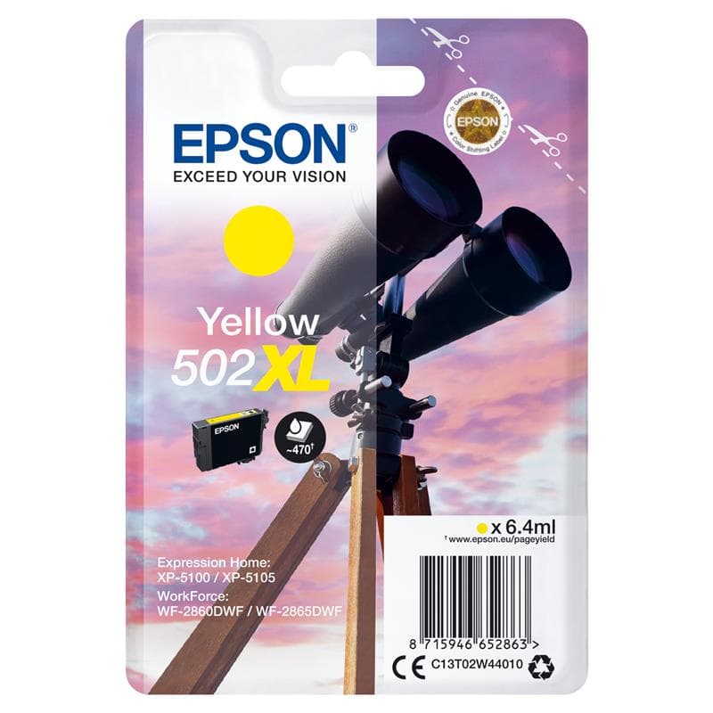 EPSON CARTUCCIA 502XL GIALLO 6ml ORIGINALE - BINOCOLO