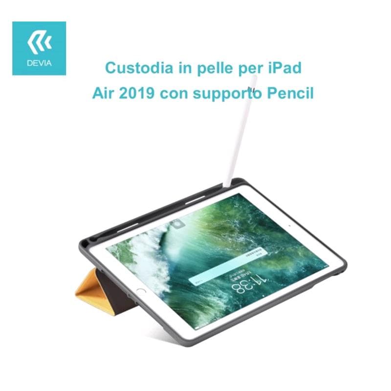 Custodia in pelle Apple iPad Air 2019 con supporto Pencil Blu
