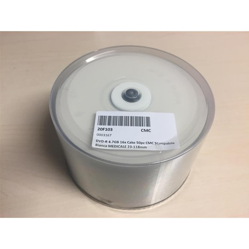 DVD-R 4.7GB 16x Cake 50pz CMC InkJet Bianca 23-118 MED