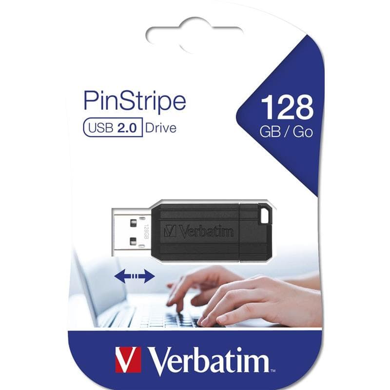 PEN DRIVE 128GB VERBATIM USB 2.0 PinStripe Nera 10R\4W