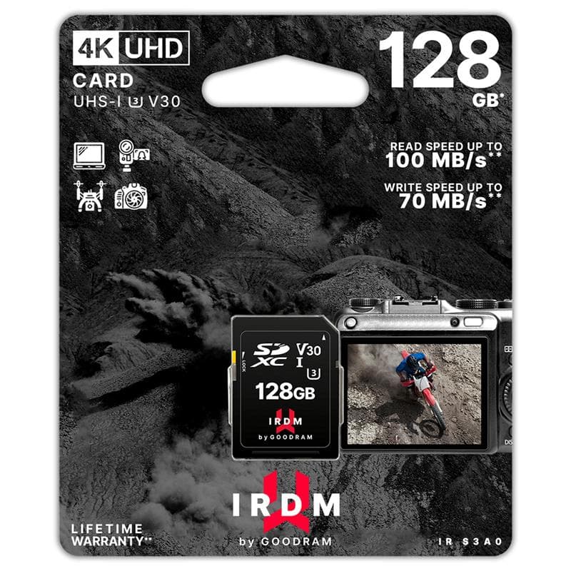 SECURE DIGITAL 128GB GOODRAM SDXC v30 UHS-I/U3 IRDM IR-S3A0 100R/70W