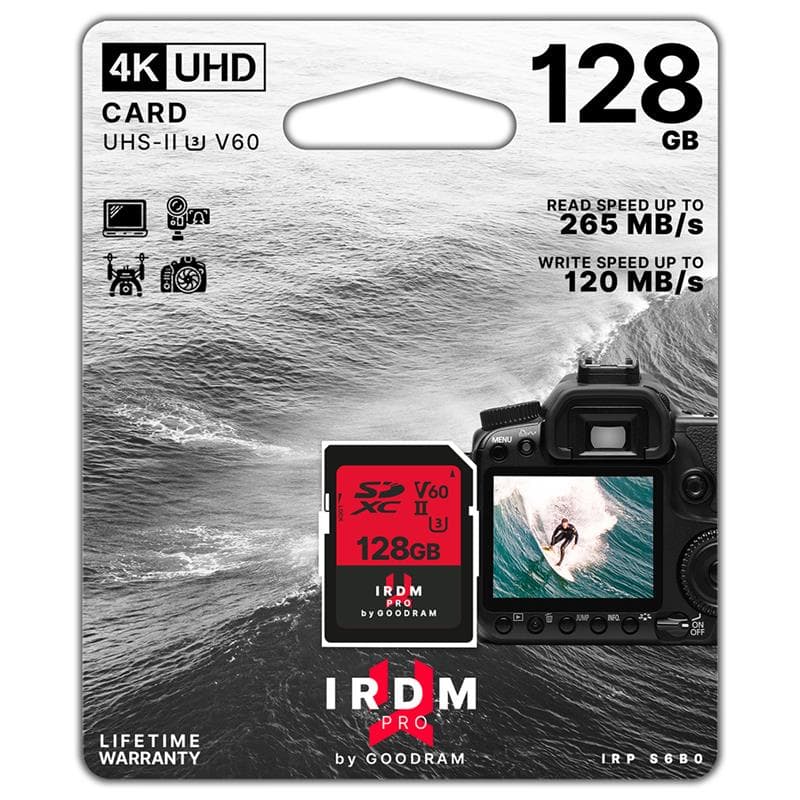 SECURE DIGITAL 128GB GOODRAM SDXC v60 UHS-II/U3 IRDM IRP-S6B0 265R/120W