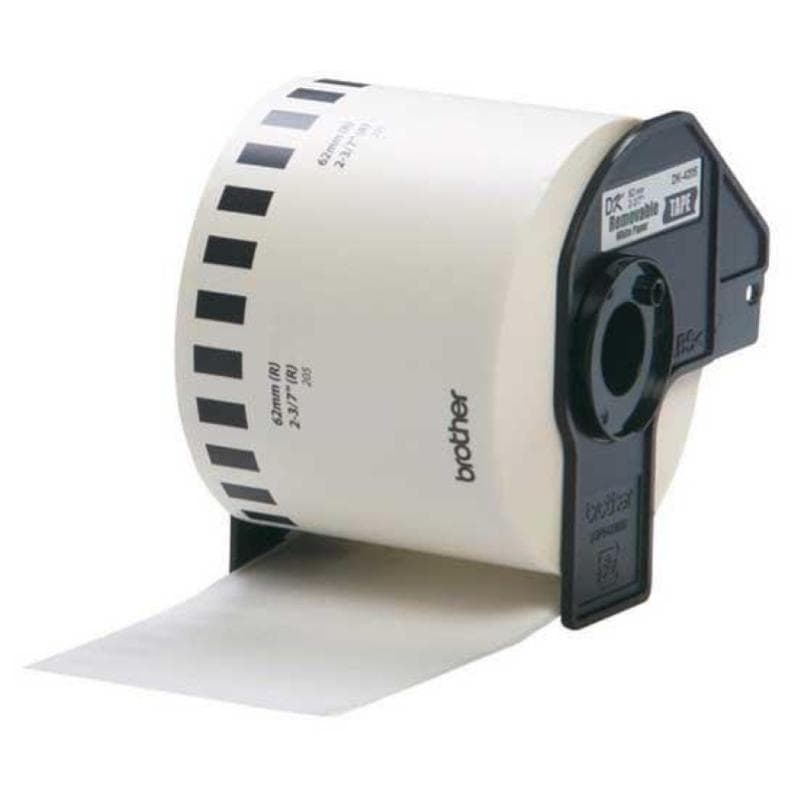 BROTHER ROTOLO continuo ETICHETTE di CARTA ADESIVA RIMOVIBILE NERO su BIANCO 62mm x 30.48mt COMPATIBILE