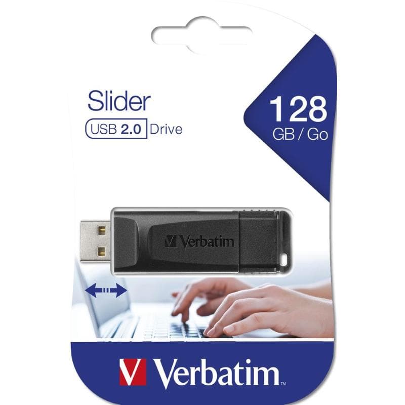 PEN DRIVE 128GB VERBATIM USB 2.0 SLIDER NERA 10R\4W