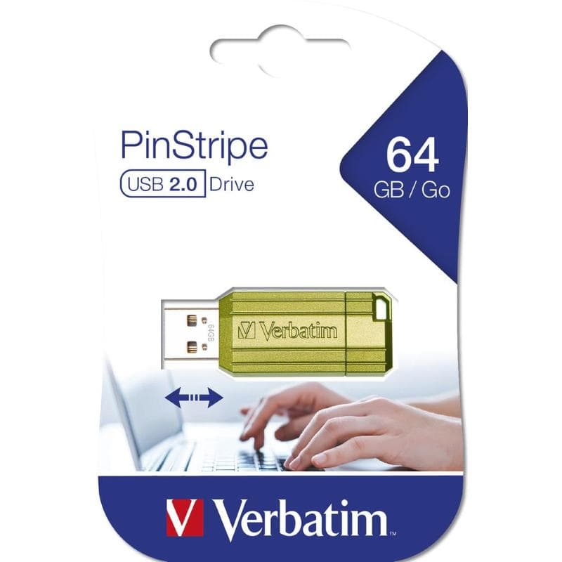 PEN DRIVE 64GB VERBATIM USB 2.0 PinStripe EUCALYPTUS GREEN