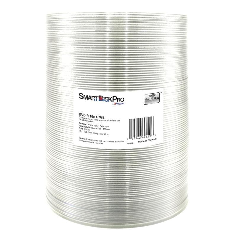 DVD-R 4.7GB 16x Shrink 100pz VERBATIM Pro InkJet Bianca 21-118 MED