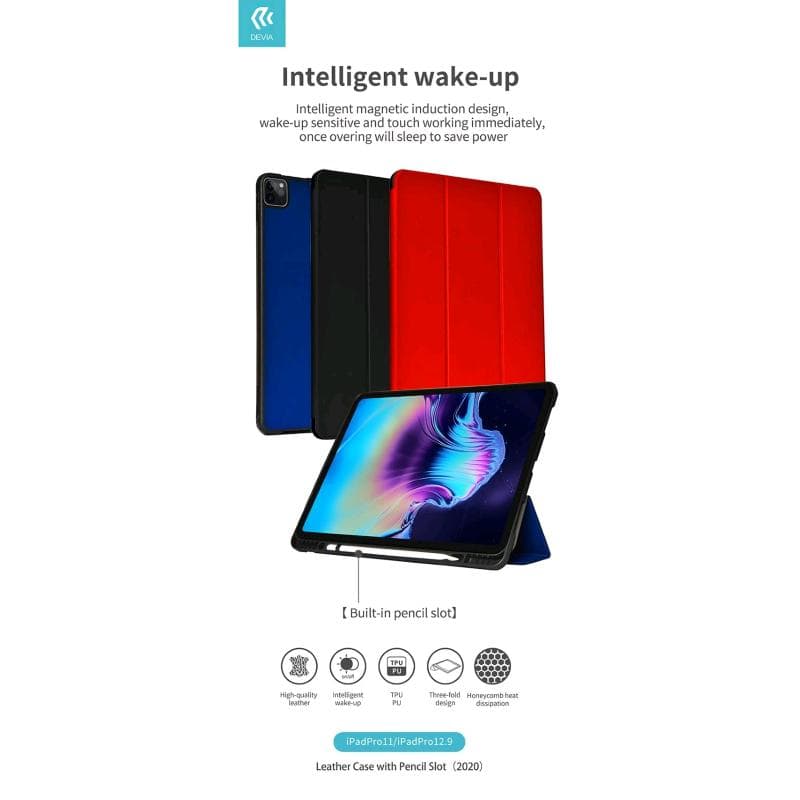 Cover in pelle con supporto pencil Apple iPad 11 Pro 2020 Nera