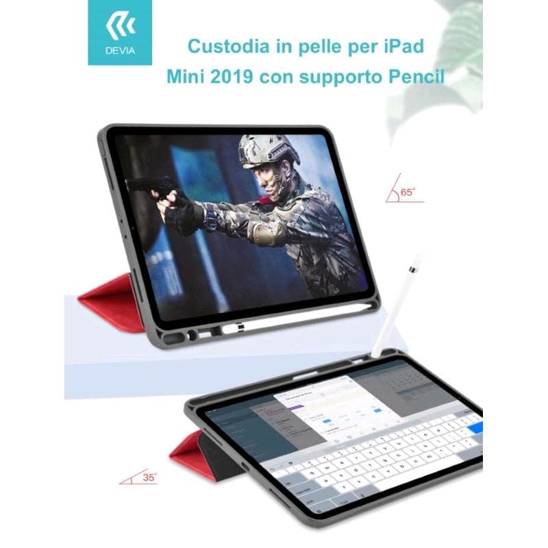 Custodia pelle Apple iPad Mini 2019 con supporto Pencil Nera