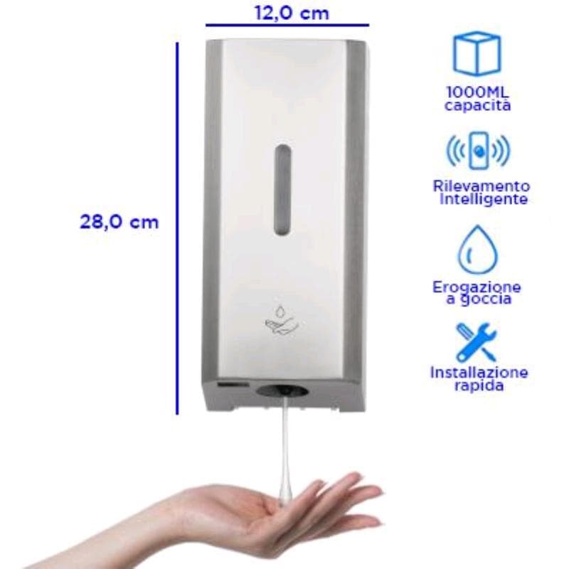 Dispenser alluminio Dispenser automatico a muro, erogazione a goccia - 1 LT