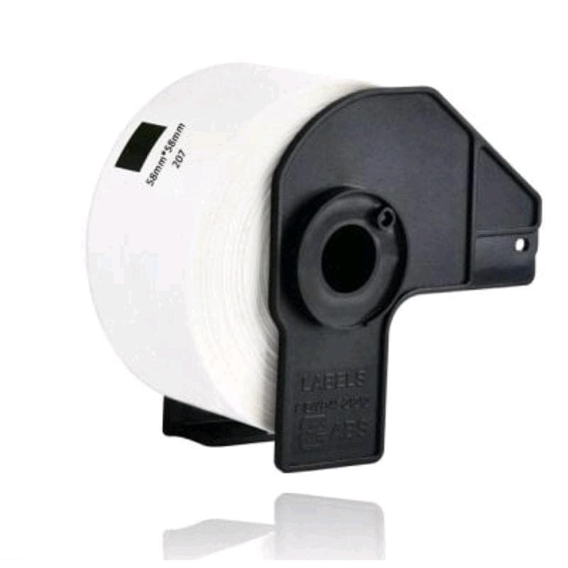 BROTHER ROTOLO da 100 ETICHETTE di pellicola per CD/DVD NERO su BIANCO �58mm P-Touch QL1000,1050,1060,820