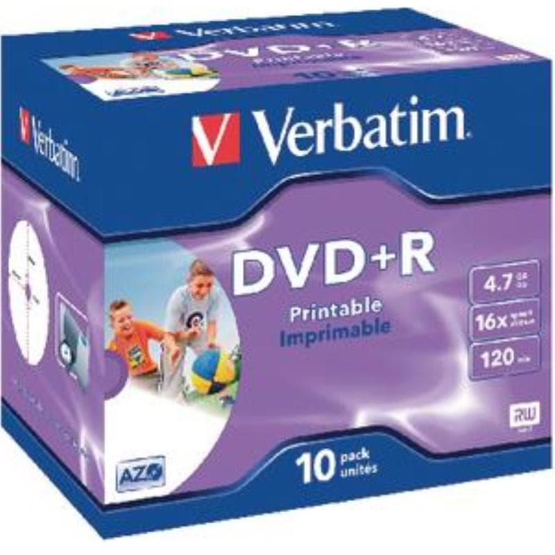 DVD+R 4.7GB 16x Jewel 10pz VERBATIM Azo InkJet Bianca 21-118 ID Brand