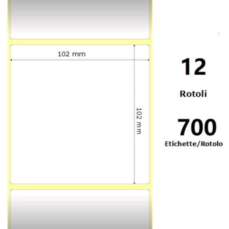 Zebra White 102x102mm, 700 Et/Rotolo Z-1000D,4x4x1 Core - Conf.12pz
