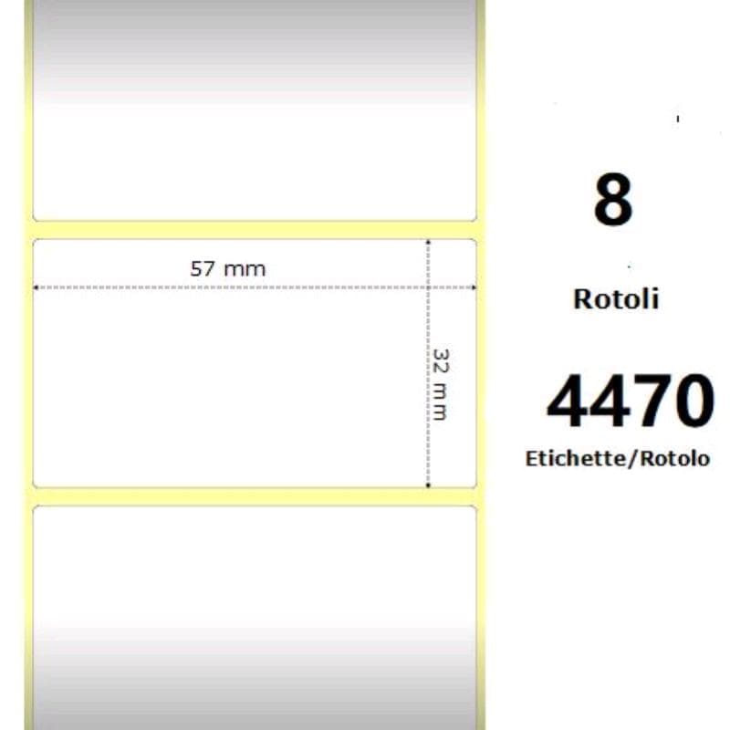 Zebra White 57x32mm,4470 Et/Rotolo Z-1000D,2.2x1.3x3 Core - MINIMO 8pz