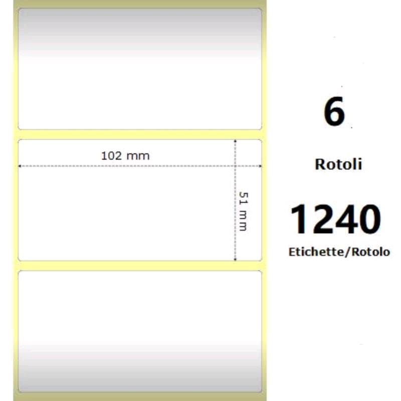 Zebra White 102x51mm, 1240 Et/Rotolo Z-2000D 4x2x 1 Core - MINIMO 6pz