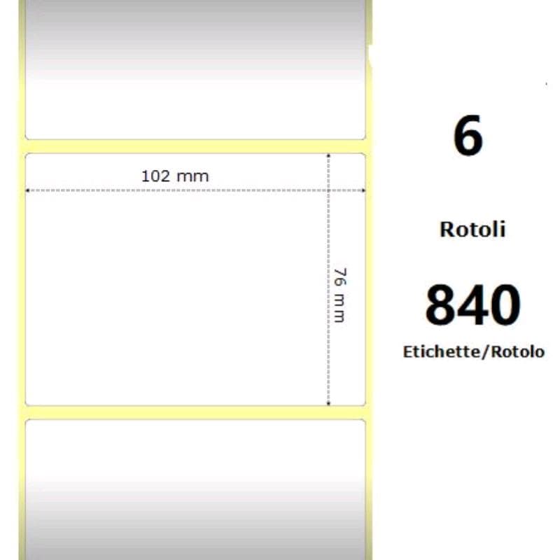 Zebra White 102x76mm, 840 Et/Rotolo Z-2000D 4x3x1 Core - MINIMO 6pz