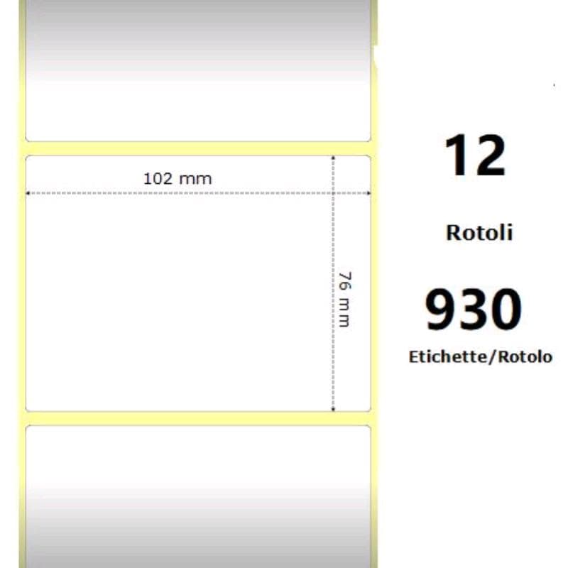 Zebra White 102x76mm, 930 Et/Rotolo Z-2000D 4x3x1 Core - MINIMO 12pz