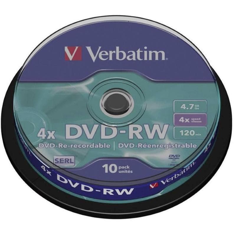 DVD-RW 4.7GB 4x Cake 10pz VERBATIM SERL ReWritable