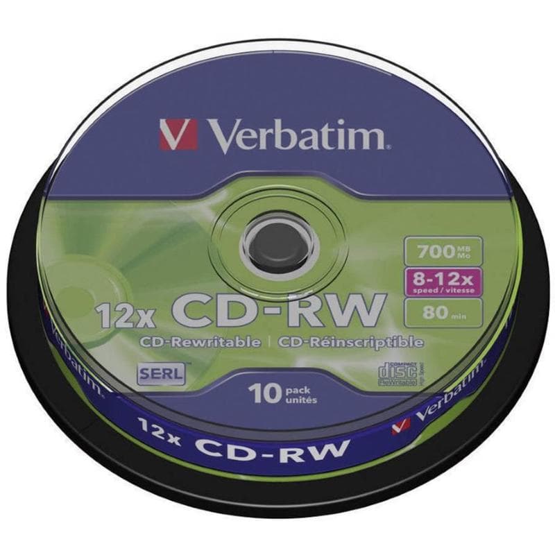 CD-RW 700MB 12x Cake 10pz VERBATIM SERL ReWritable